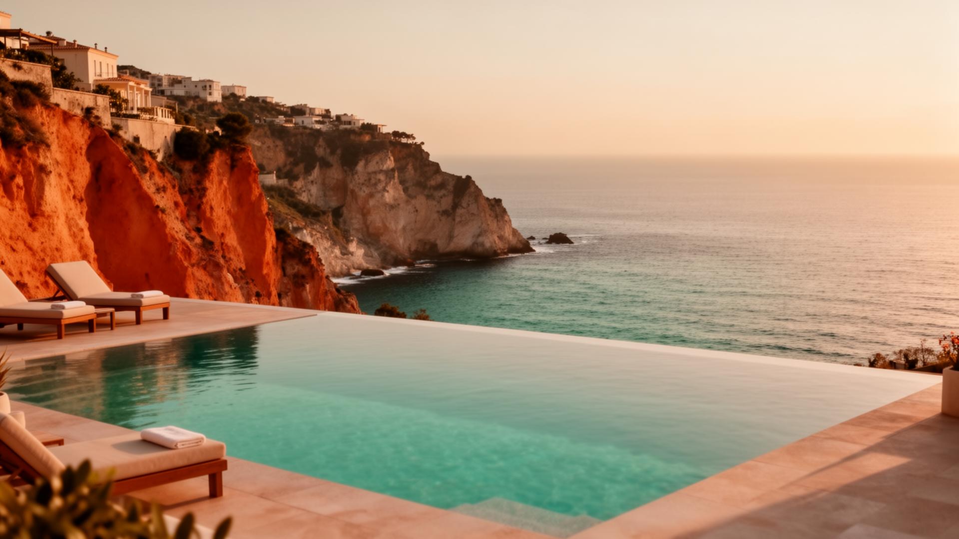 Mediterranean coastline at golden hour